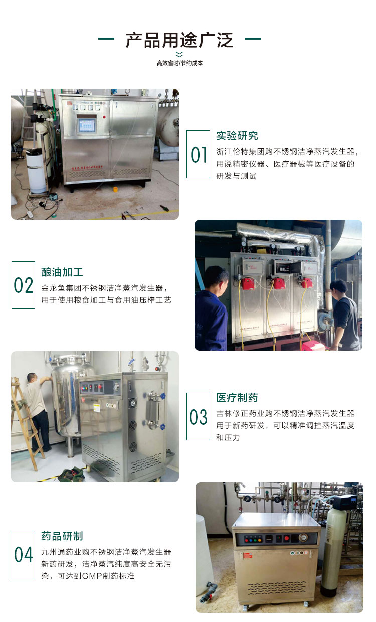 PLC不锈钢洁净蒸汽发生器产品用途